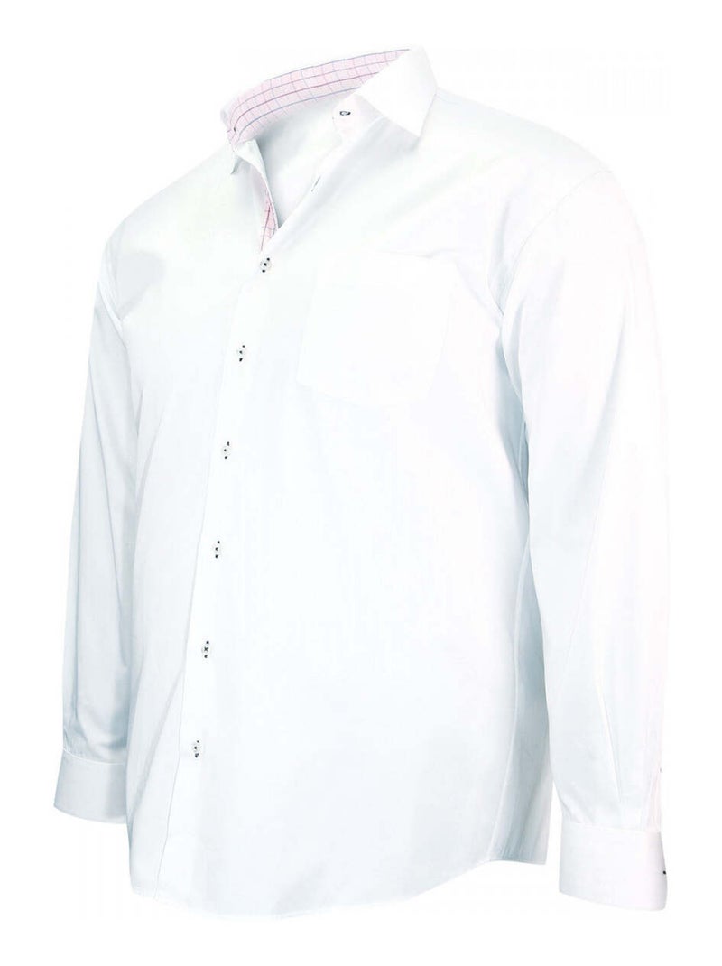 Chemise homme grande taille tendance coupe droite ANTIBE Doublissimo Blanc Rose - Kiabi