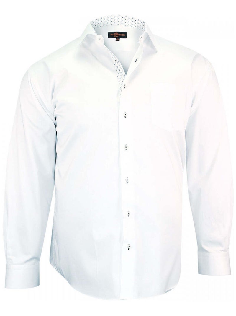 Chemise homme grande taille tendance coupe droite ANTIBE Doublissimo Blanc Rose - Kiabi