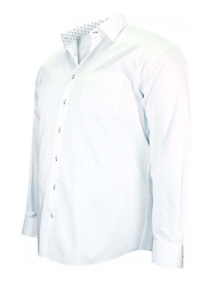 Chemise homme grande taille tendance coupe droite ANTIBE Doublissimo Blanc Rose - Kiabi