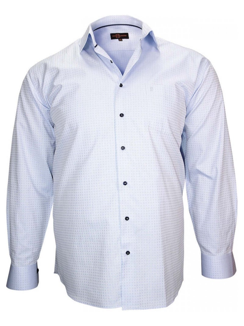 Chemise homme grande taille tissu armuré coupe droite HONFLEUR Doublissimo Bleu , 47,48 3XL Bleu - Kiabi