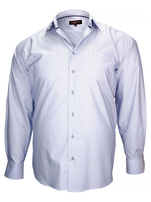 Chemise homme grande taille tissu armuré coupe droite HONFLEUR Doublissimo Bleu clair , 45,46 2XL - Kiabi