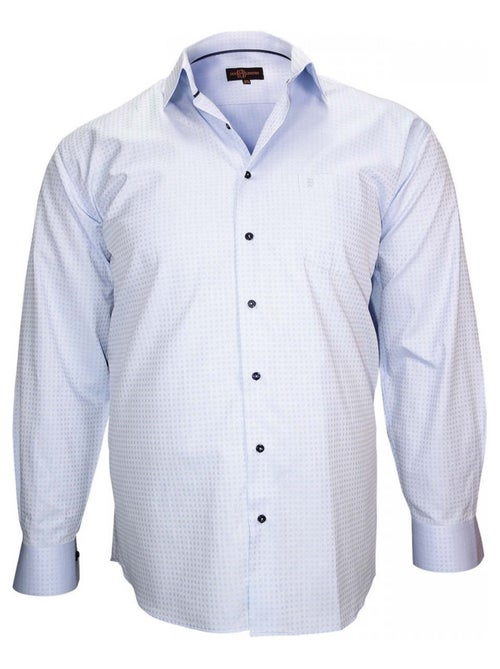 Chemise homme grande taille tissu armuré coupe droite HONFLEUR Doublissimo Bleu clair , 45,46 2XL - Kiabi