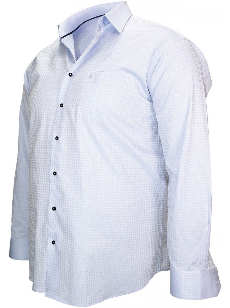Chemise homme grande taille tissu armuré coupe droite HONFLEUR Doublissimo Bleu - Kiabi