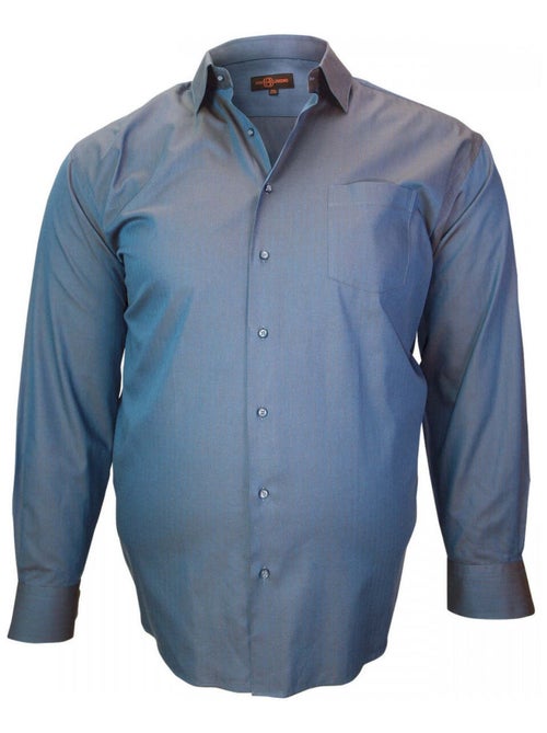 Chemise homme grande taille tissu armuré coupe droite JACQUARD Doublissimo Bleu , 45,46 2XL - Kiabi
