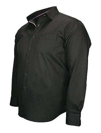 Chemise homme grande taille tissu armuré coupe droite LUGANO Doublissimo Noir , 49,50 4XL