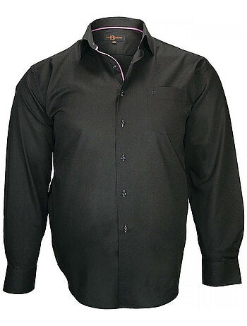 Chemise homme grande taille tissu armuré coupe droite LUGANO Doublissimo Noir , 49,50 4XL