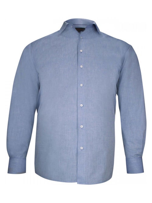 Chemise homme grande taille tissu fil à fil coupe droite PERFILO Doublissimo Bleu , 47,48 3XL - Kiabi