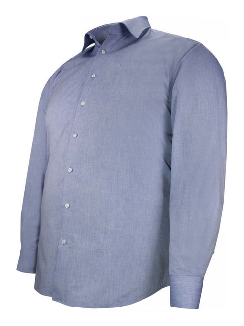Chemise homme grande taille tissu fil à fil coupe droite PERFILO Doublissimo Bleu , 47,48 3XL - Kiabi