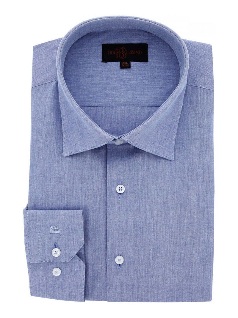 Chemise homme grande taille tissu fil à fil coupe droite PERFILO Doublissimo Bleu - Kiabi