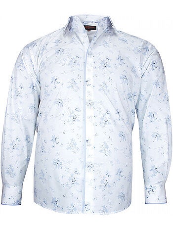 Chemise homme grande taille tissu imprimé coupe droite FIOBLU Doublissimo