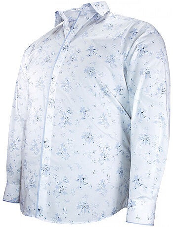 Chemise homme grande taille tissu imprimé coupe droite FIOBLU Doublissimo