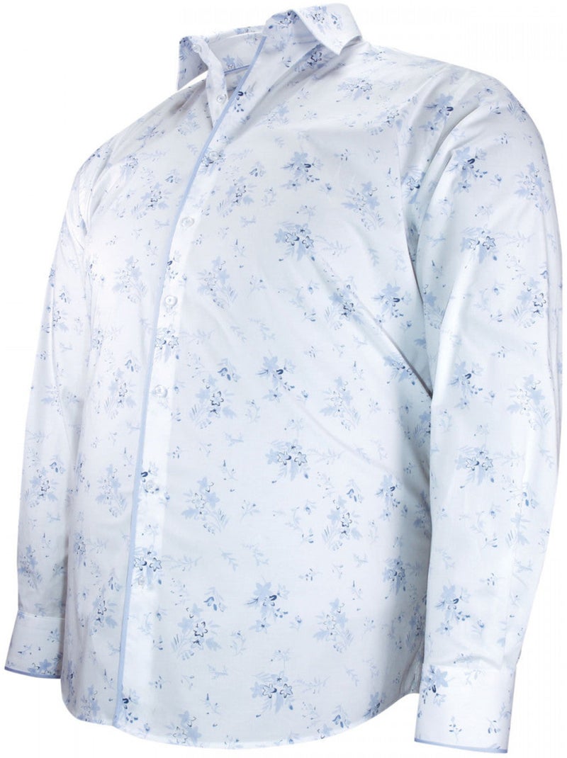 Chemise homme grande taille tissu imprimé coupe droite FIOBLU Doublissimo Blanc - Kiabi