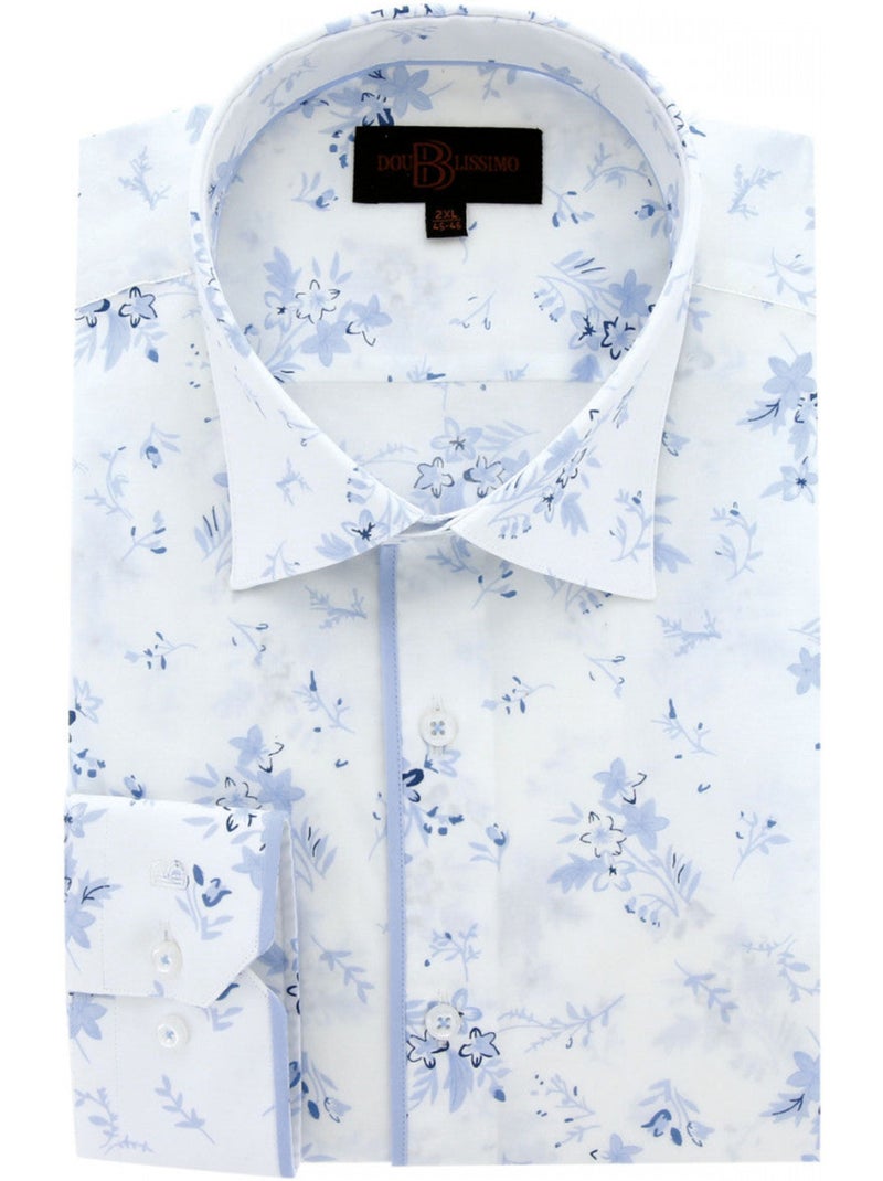 Chemise homme grande taille tissu imprimé coupe droite FIOBLU Doublissimo Blanc - Kiabi