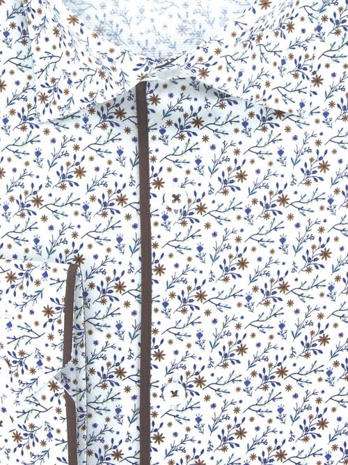 Chemise homme grande taille tissu imprimé coupe droite FIOMAR Doublissimo Blanc , Marron , 45,46 2XL - Kiabi