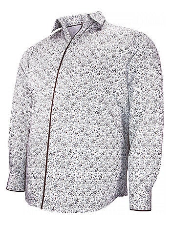 Chemise homme grande taille tissu imprimé coupe droite FIOMAR Doublissimo Blanc , Marron , 49,50 4XL