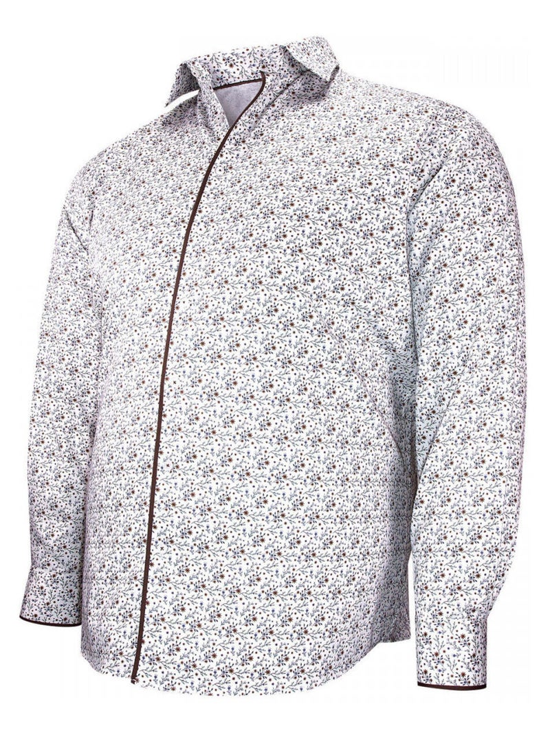 Chemise homme grande taille tissu imprimé coupe droite FIOMAR Doublissimo Blanc , Marron , 49,50 4XL Blanc Marron - Kiabi