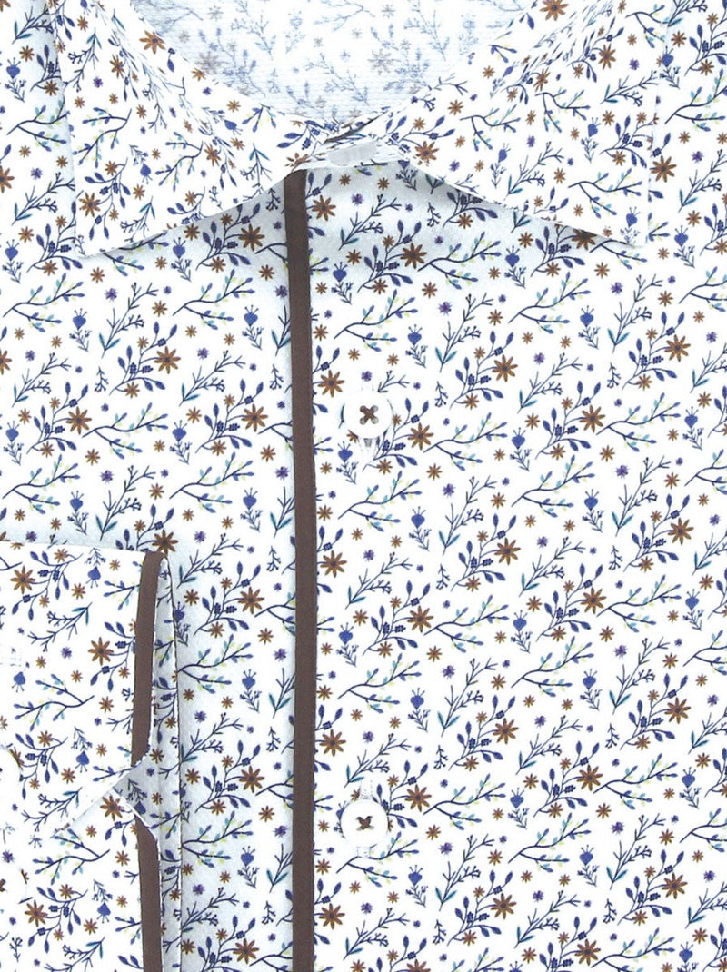 Chemise homme grande taille tissu imprimé coupe droite FIOMAR Doublissimo Blanc , Marron , 49,50 4XL Blanc Marron - Kiabi