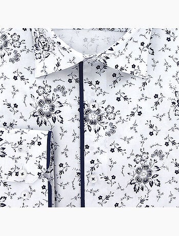 Chemise homme grande taille tissu imprimé coupe droite FIORBLU Doublissimo