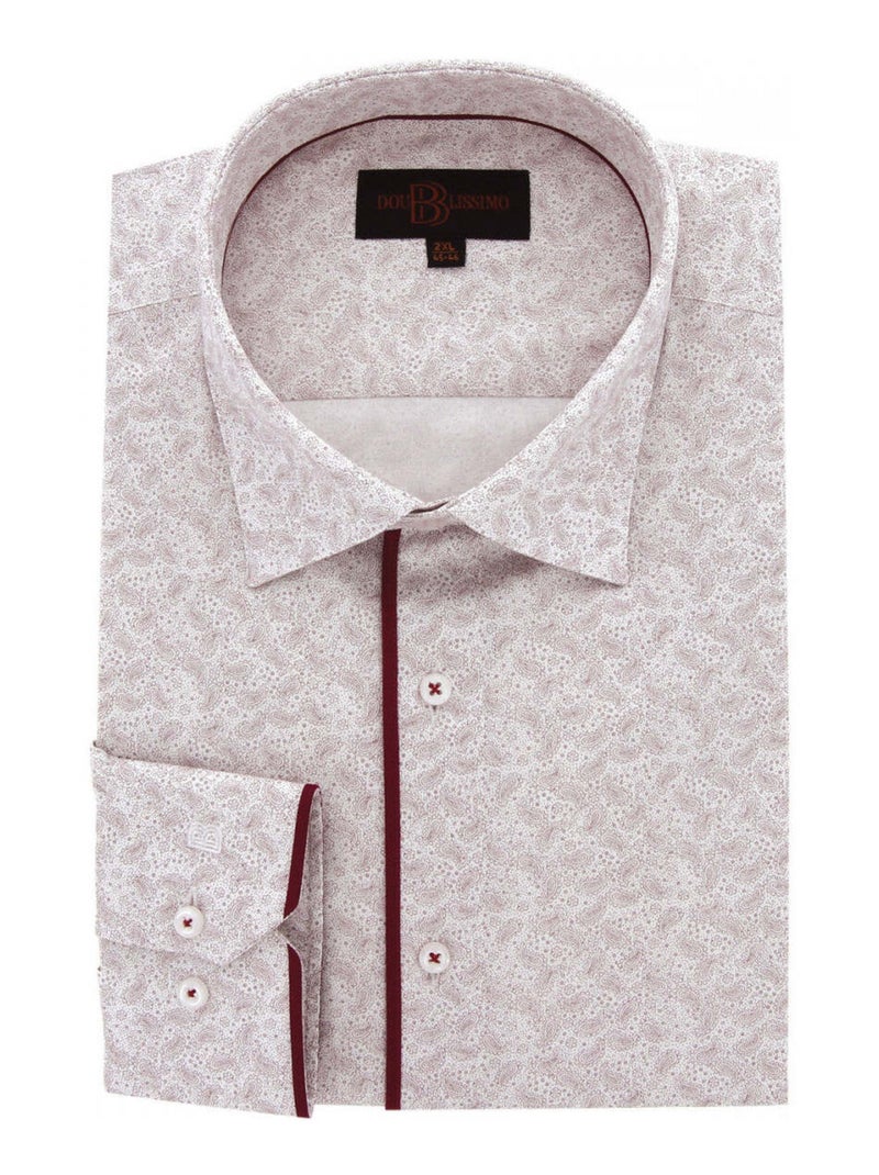 Chemise homme grande taille tissu imprimé coupe droite PAISLO Doublissimo Blanc , Rouge , 47,48 3XL Blanc Rouge - Kiabi