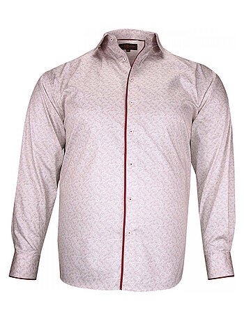Chemise homme grande taille tissu imprimé coupe droite PAISLO Doublissimo Blanc , Rouge , 51,52 5XL