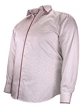 Chemise homme grande taille tissu imprimé coupe droite PAISLO Doublissimo Blanc , Rouge , 51,52 5XL