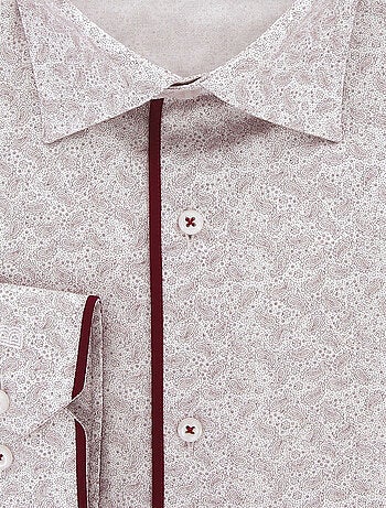 Chemise homme grande taille tissu imprimé coupe droite PAISLO Doublissimo Blanc , Rouge , 51,52 5XL