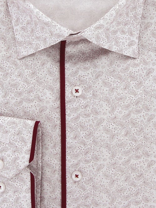 Chemise homme grande taille tissu imprimé coupe droite PAISLO Doublissimo Blanc , Rouge , 51,52 5XL - Kiabi