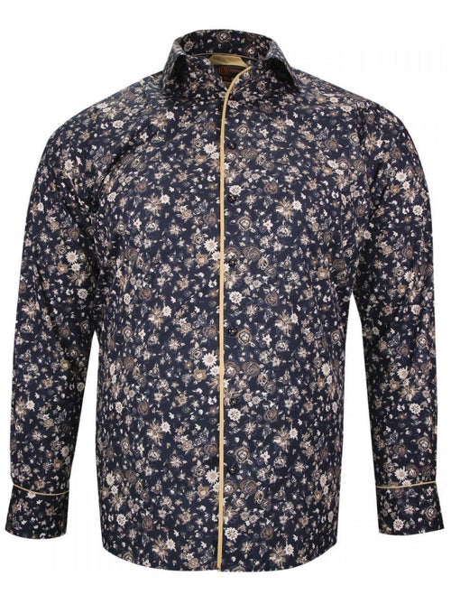 Chemise homme grande taille tissu imprimé coupe droite STAFLORE Doublissimo Beige , 47,48 3XL - Kiabi