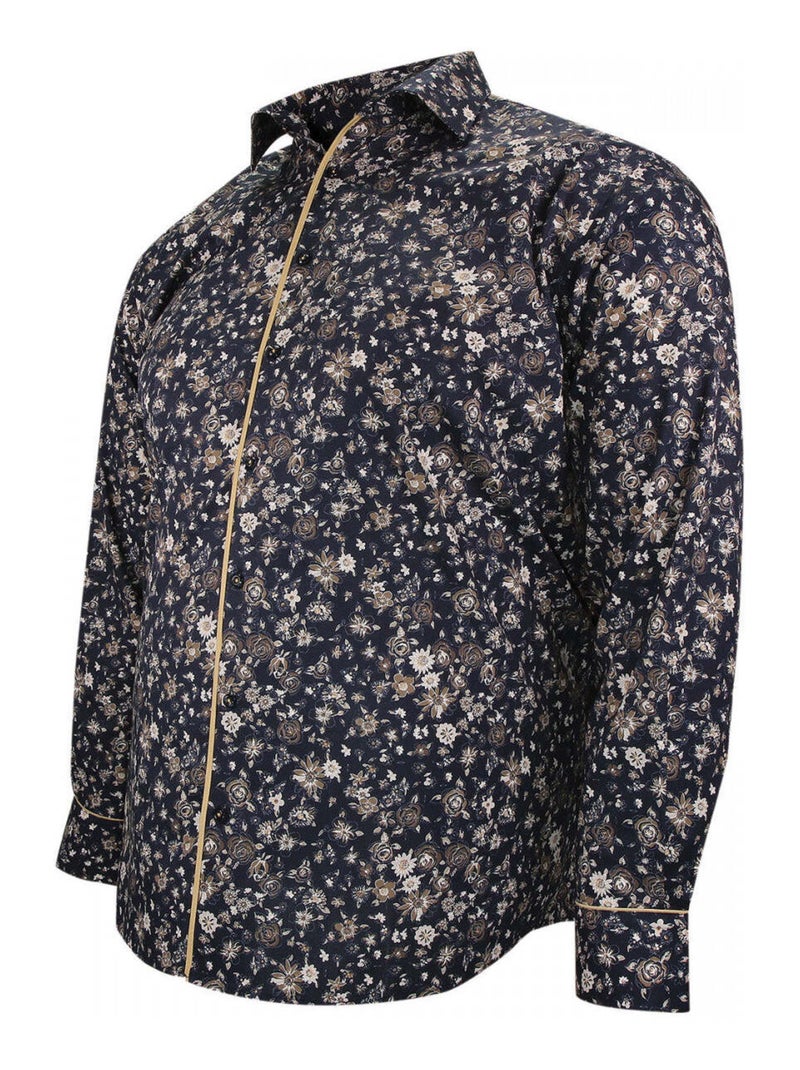 Chemise homme grande taille tissu imprimé coupe droite STAFLORE Doublissimo Beige , 47,48 3XL Beige - Kiabi