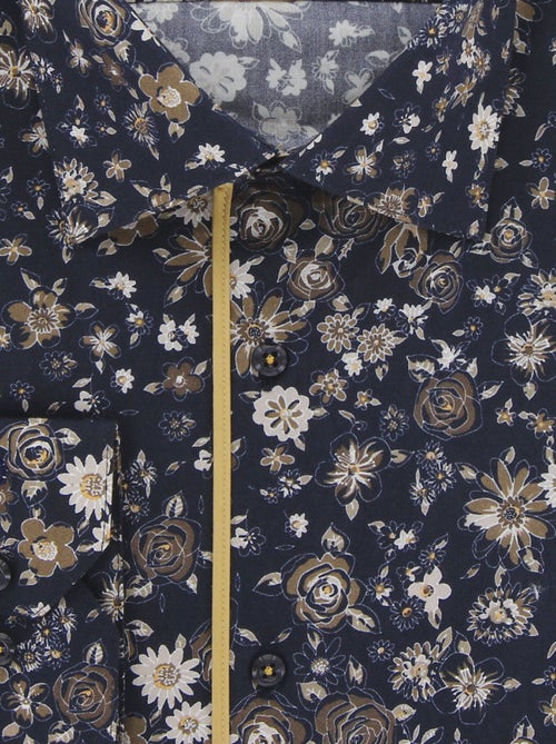 Chemise homme grande taille tissu imprimé coupe droite STAFLORE Doublissimo Bleu , 45,46 2XL - Kiabi