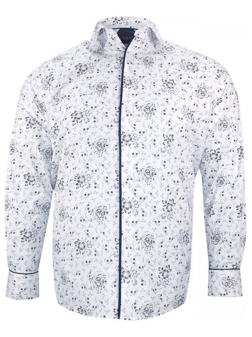 Chemise homme grande taille tissu imprimé coupe droite STAFLORE Doublissimo Bleu , 45,46 2XL - Kiabi