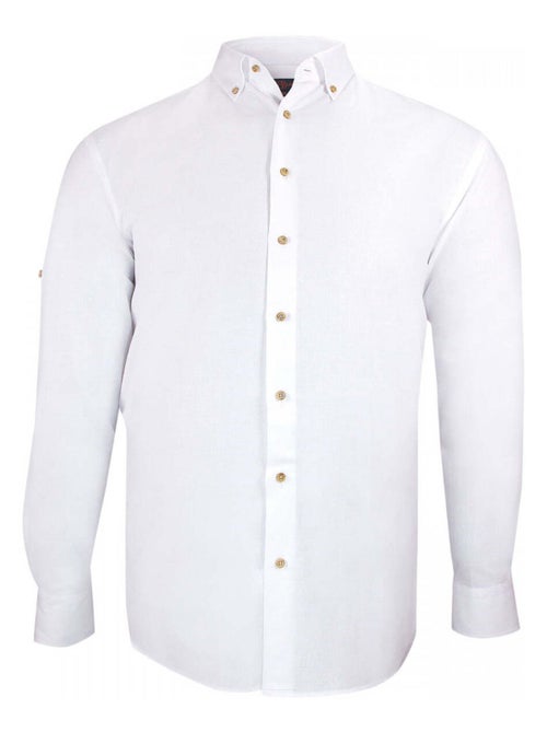 Chemise homme grande taille tissu lin et coton coupe droite COTOLINO Doublissimo Blanc , 53,54 6XL - Kiabi