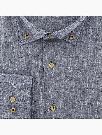 Chemise homme grande taille tissu lin et coton coupe droite COTOLINO Doublissimo