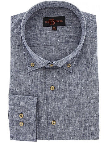 Chemise homme grande taille tissu lin et coton coupe droite COTOLINO Doublissimo