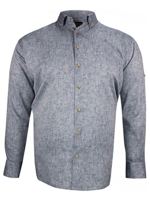 Chemise homme grande taille tissu lin et coton coupe droite COTOLINO Doublissimo - Kiabi