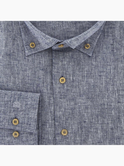 Chemise homme grande taille tissu lin et coton coupe droite COTOLINO Doublissimo - Kiabi