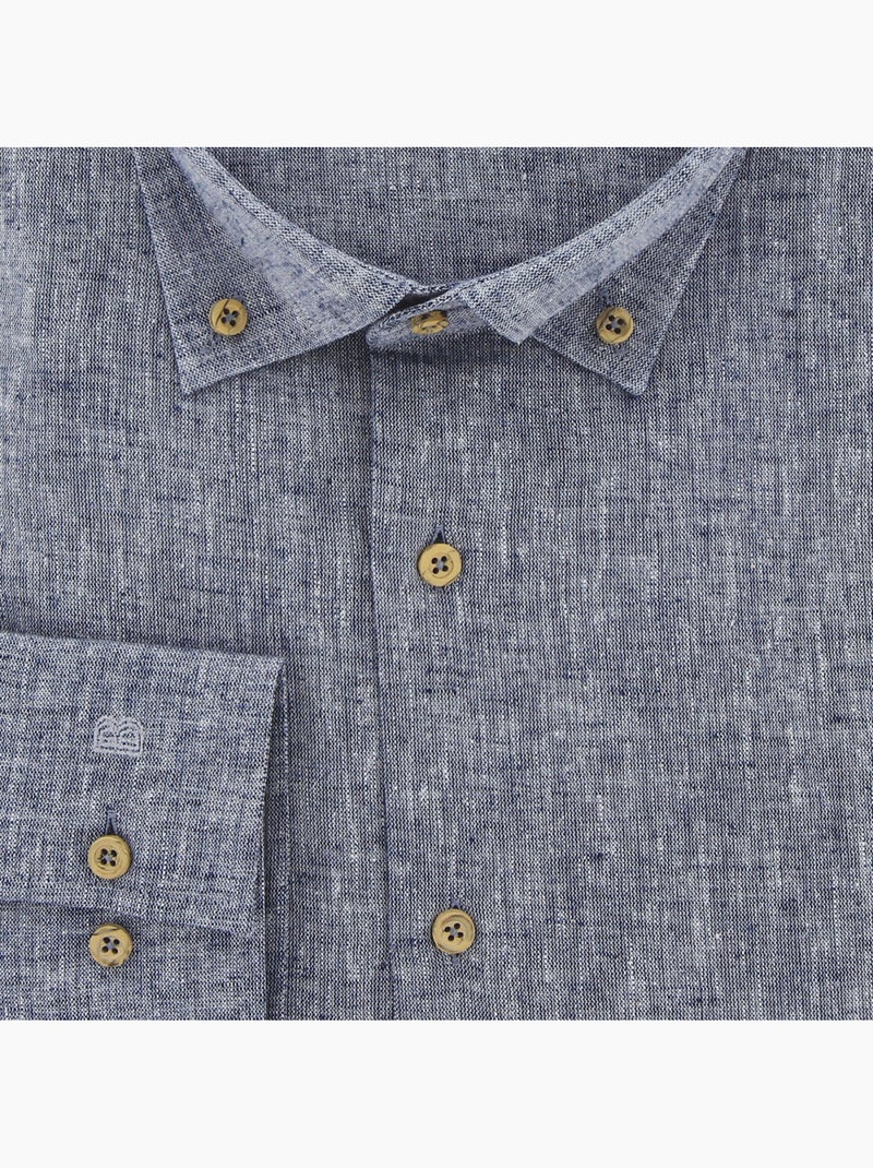 Chemise homme grande taille tissu lin et coton coupe droite COTOLINO Doublissimo Blanc - Kiabi
