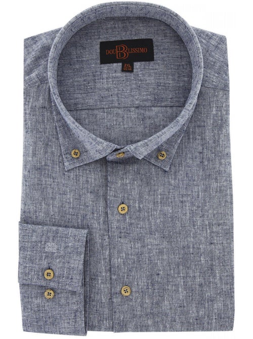 Chemise homme grande taille tissu lin et coton coupe droite COTOLINO Doublissimo - Kiabi