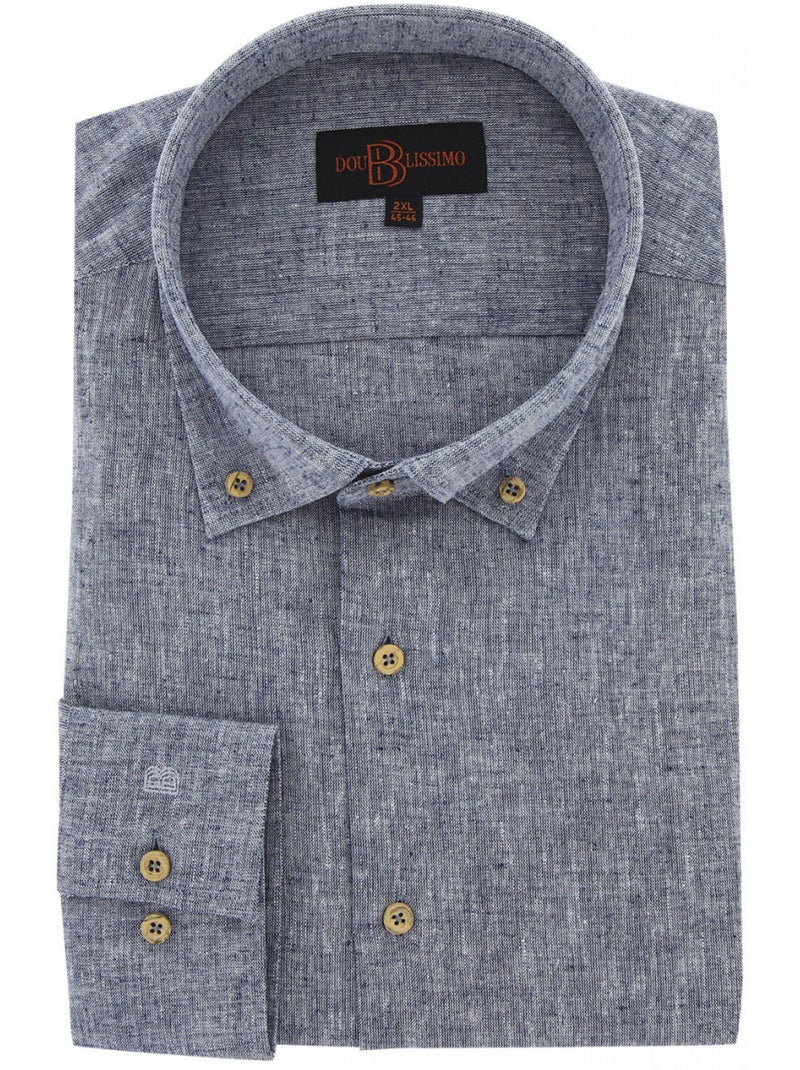 Chemise homme grande taille tissu lin et coton coupe droite COTOLINO Doublissimo Blanc - Kiabi