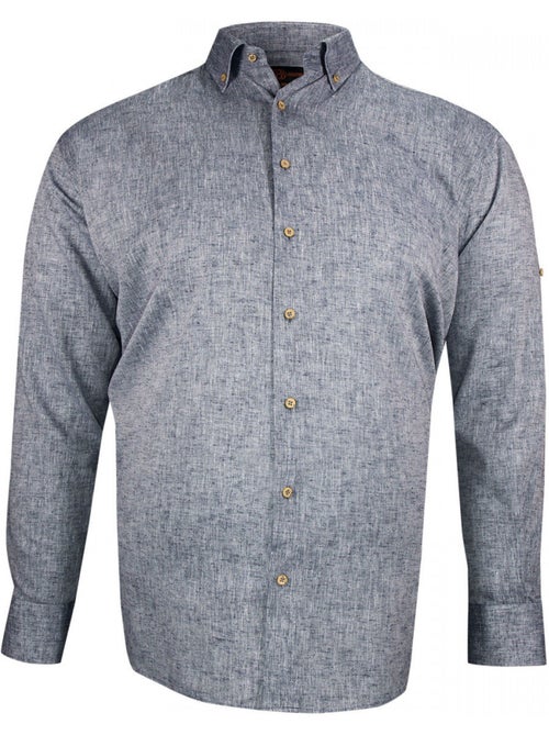 Chemise homme grande taille tissu lin et coton coupe droite COTOLINO Doublissimo - Kiabi