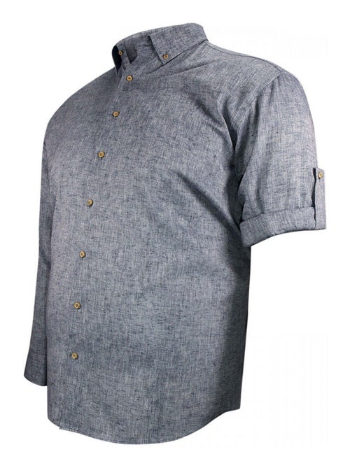 Chemise homme grande taille tissu lin et coton coupe droite COTOLINO Doublissimo - Kiabi