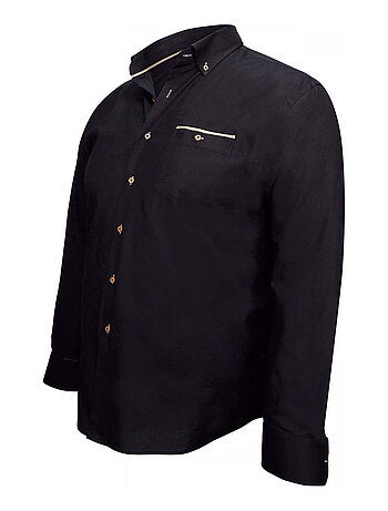 Chemise homme grande taille tissu oxford coupe droite LONDON Doublissimo Noir , 49,50 4XL