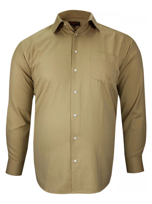 Chemise homme grande taille tissu premium à rayures coupe droite AUTUN Doublissimo Beige , 45,46 2XL - Kiabi