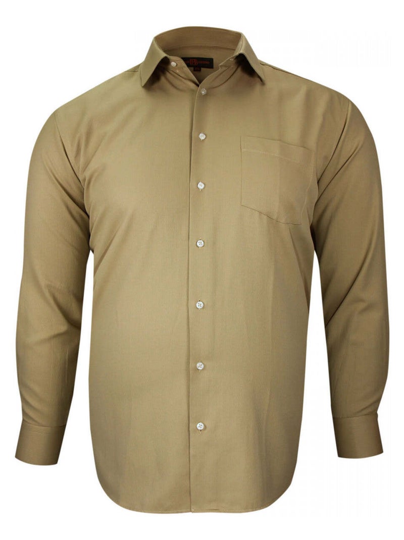Chemise homme grande taille tissu premium à rayures coupe droite AUTUN Doublissimo Beige , 45,46 2XL Beige - Kiabi