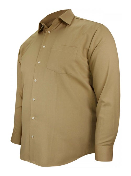 Chemise homme grande taille tissu premium à rayures coupe droite AUTUN Doublissimo Beige , 45,46 2XL - Kiabi