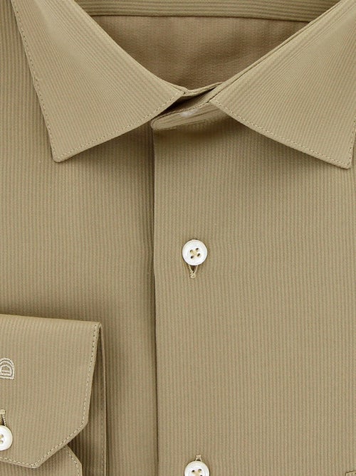 Chemise homme grande taille tissu premium à rayures coupe droite AUTUN Doublissimo Beige , 45,46 2XL - Kiabi