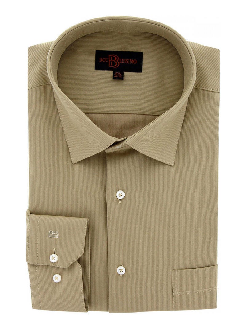 Chemise homme grande taille tissu premium à rayures coupe droite AUTUN Doublissimo Beige , 45,46 2XL Beige - Kiabi