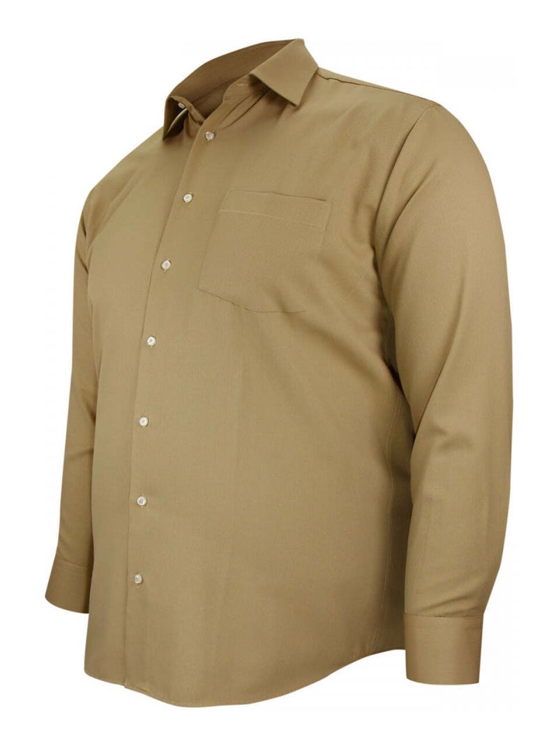Chemise homme grande taille tissu premium à rayures coupe droite AUTUN Doublissimo Beige , 49,50 4XL Beige - Kiabi