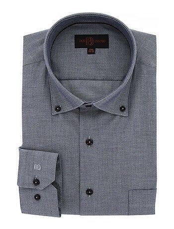 Chemise homme grande taille tissu texturé à col boutonné coupe droite ARMATONI Doublissimo