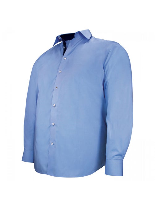 Chemise homme grande taille tissu uni coupe droite CLASSOPO Doublissimo Bleu , 45,46 2XL - Kiabi